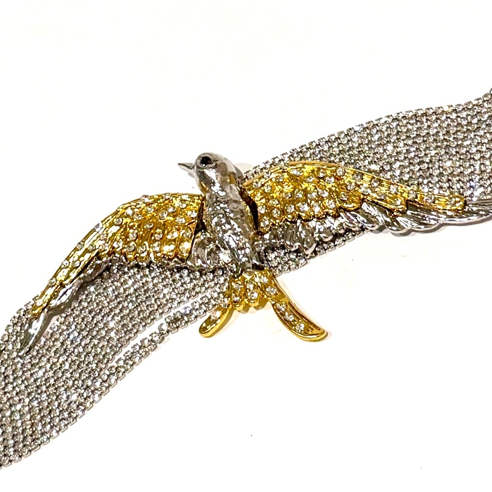 ZARA Multistrand Rhinestone Statement Choker w Two-Tone Bird | NWOT - Picture 10 of 14